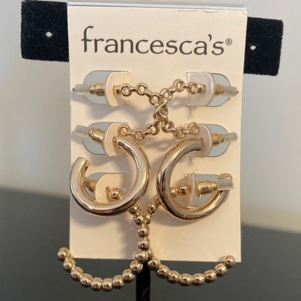Francesca's Gold Beaded Hoop Earrings